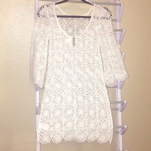 White Lace See Through Dress